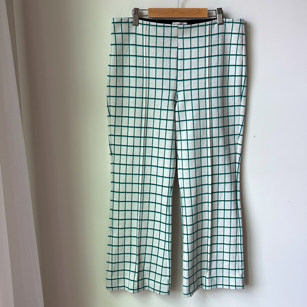 Anthropologie The Essential Crop Flare Ivory Green Casual Dressy Pull On Size M